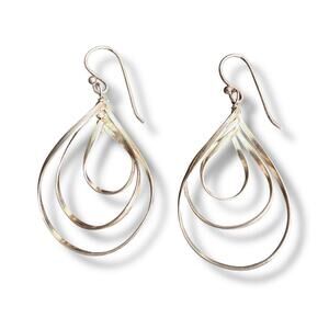 Vintage Sterling Silver Teardrop Dangle Earrings